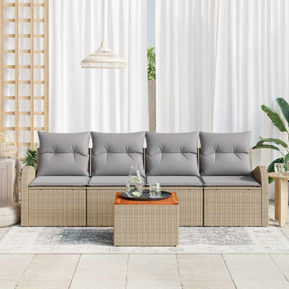 Garten-Sofa-Set 5 pcs Beige Poly Rattan