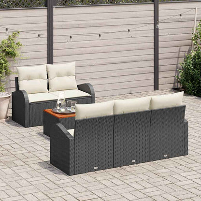 Garten-Sofa-Set 6 pcs Schwarz Poly Rattan