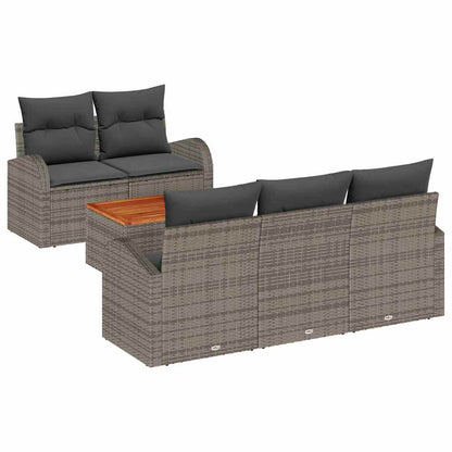 Garten-Sofa-Set 6 pcs Grau Poly Rattan