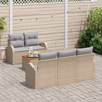 Garten-Sofa-Set 6 pcs Beige Poly Rattan