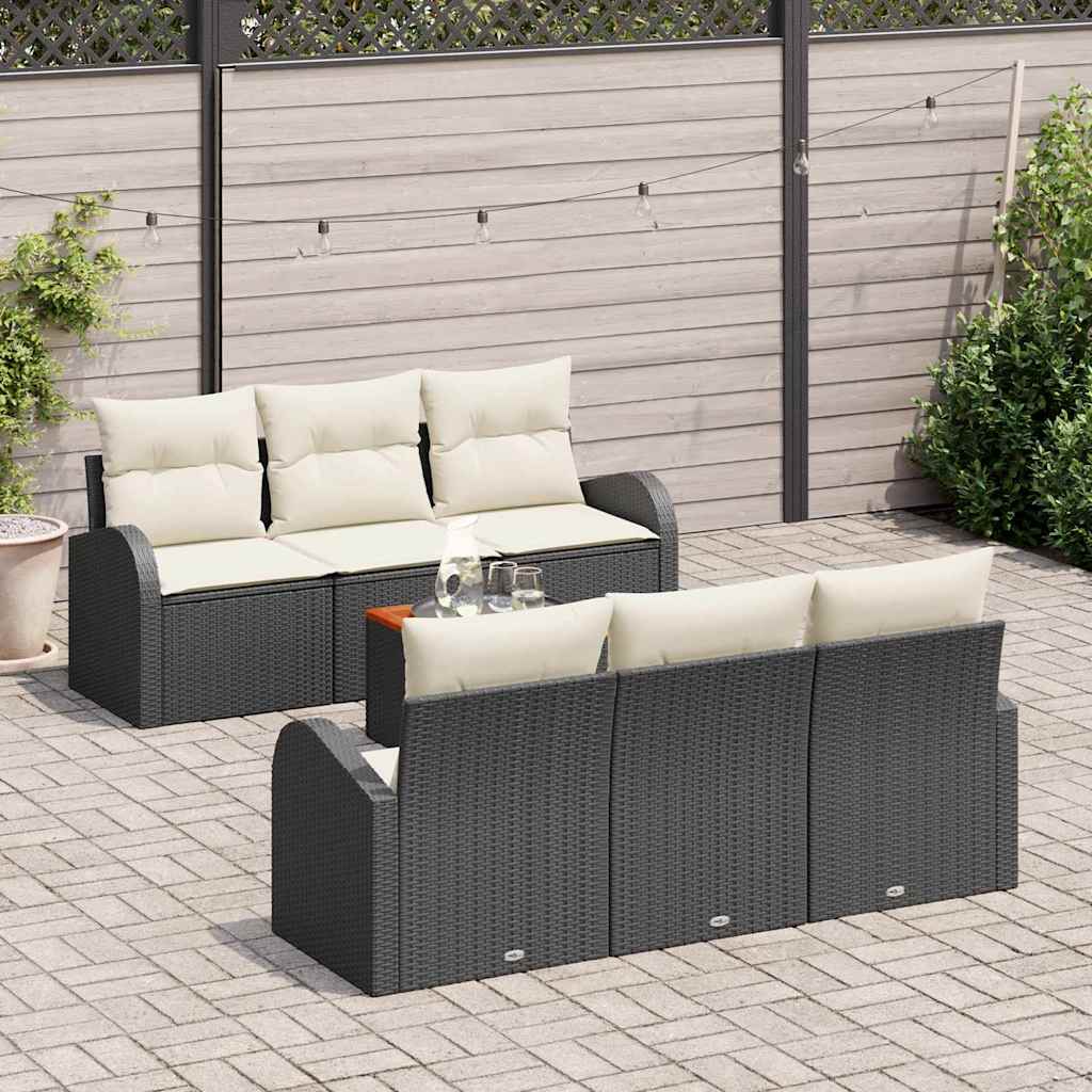 Garten-Sofa-Set 7 pcs Schwarz Poly Rattan