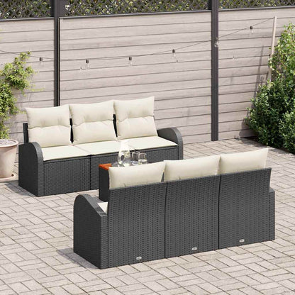 Garten-Sofa-Set 7 pcs Schwarz Poly Rattan