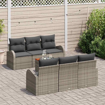 Garten-Sofa-Set 7 pcs Grau Poly Rattan