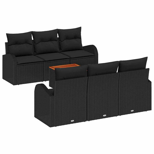 Garten-Sofa-Set 7 pcs Schwarz Poly Rattan