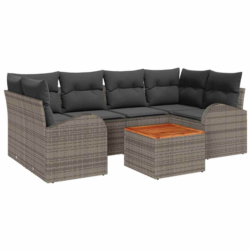 Garten-Sofa-Set 7 pcs Grau Poly Rattan