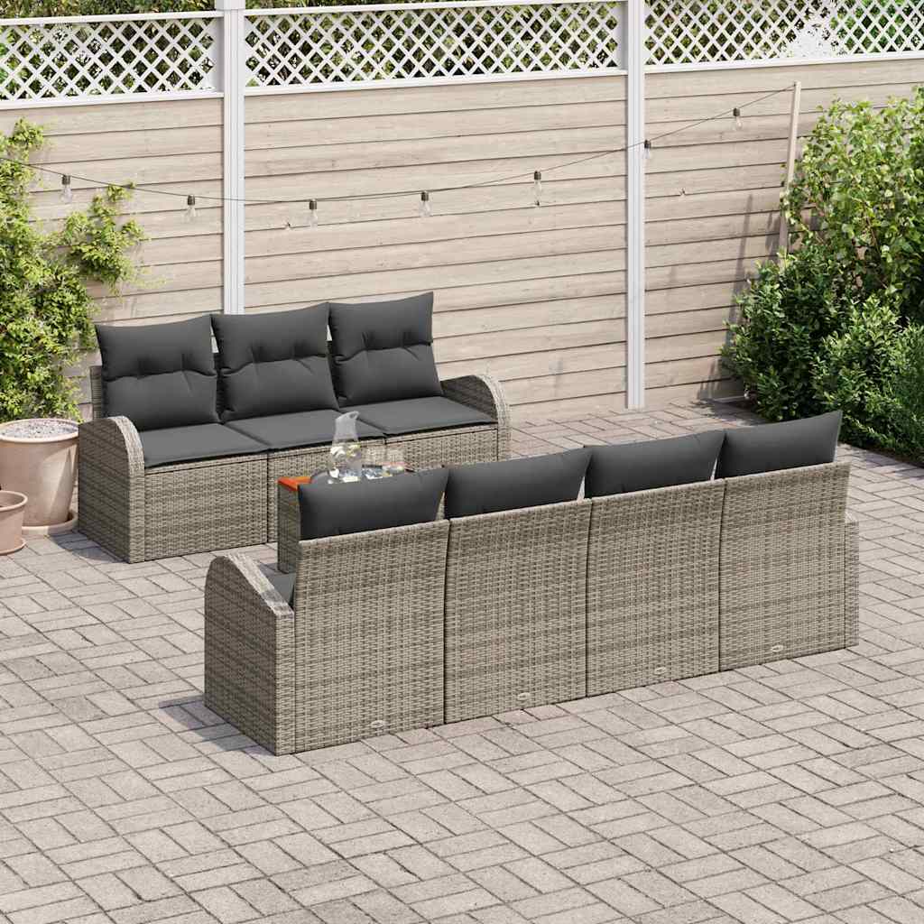 Garten-Sofa-Set 8 pcs Grau Poly Rattan