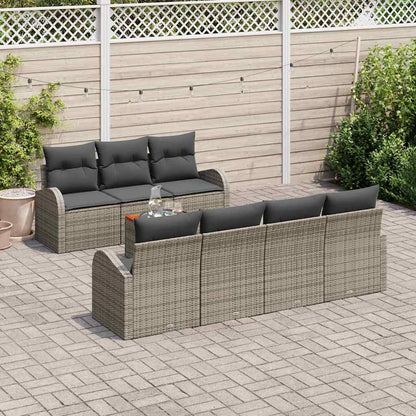 Garten-Sofa-Set 8 pcs Grau Poly Rattan