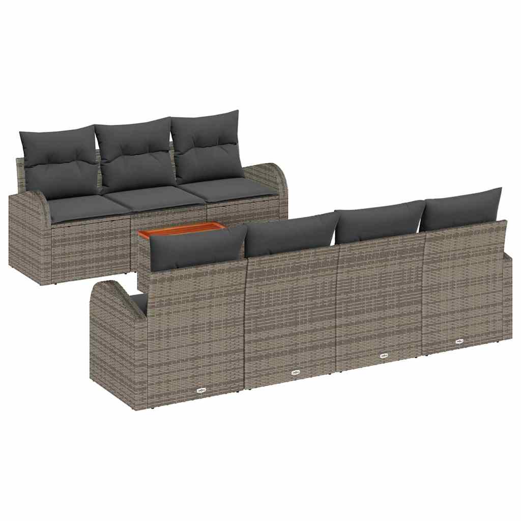 Garten-Sofa-Set 8 pcs Grau Poly Rattan
