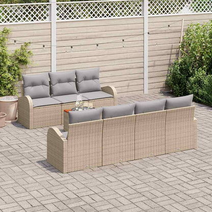 Garten-Sofa-Set 8 pcs Beige Poly Rattan