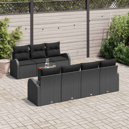 Garten-Sofa-Set 8 pcs Schwarz Poly Rattan