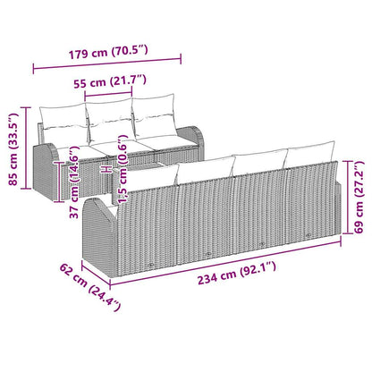 Garten-Sofa-Set 8 pcs Schwarz Poly Rattan