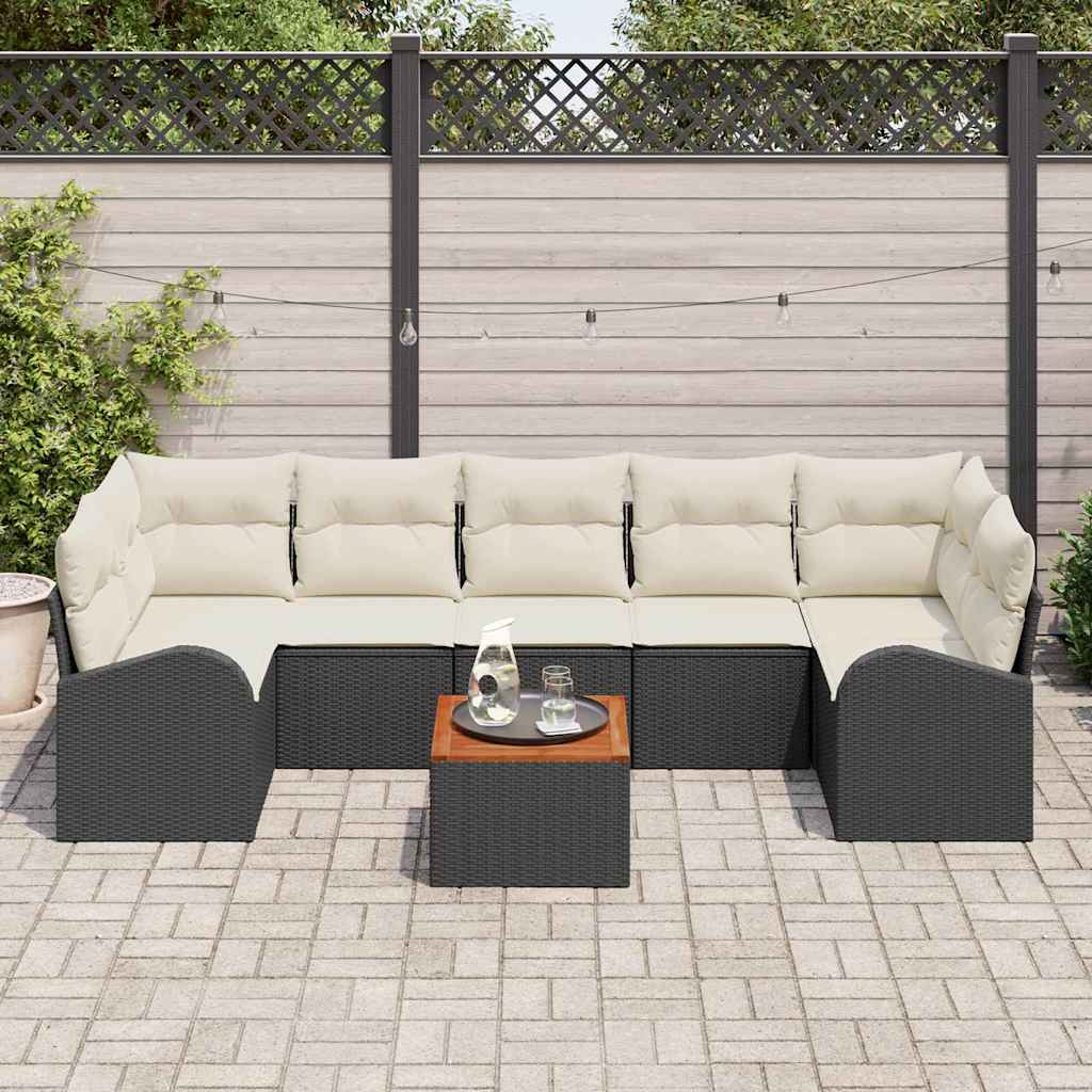 Garten-Sofa-Set 8 pcs Schwarz Poly Rattan