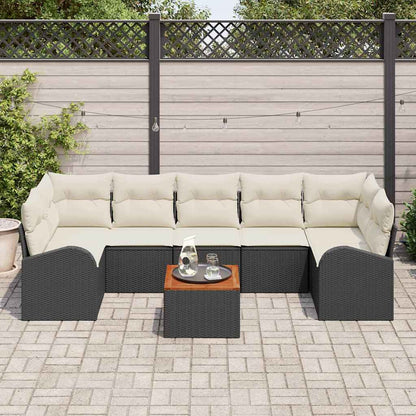 Garten-Sofa-Set 8 pcs Schwarz Poly Rattan