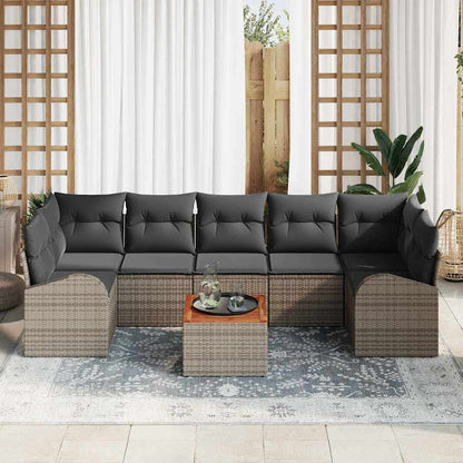Garten-Sofa-Set 8 pcs Grau Poly Rattan