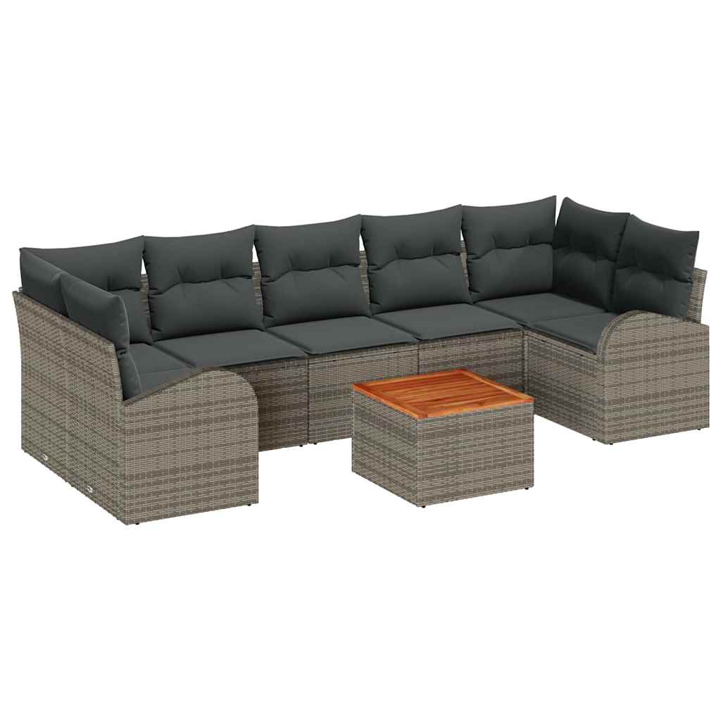 Garten-Sofa-Set 8 pcs Grau Poly Rattan