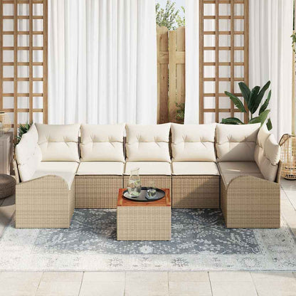 Garten-Sofa-Set 8 pcs Beige Poly Rattan