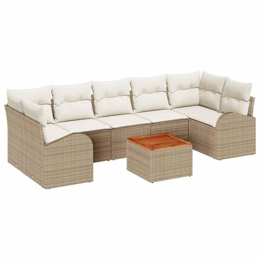 Garten-Sofa-Set 8 pcs Beige Poly Rattan
