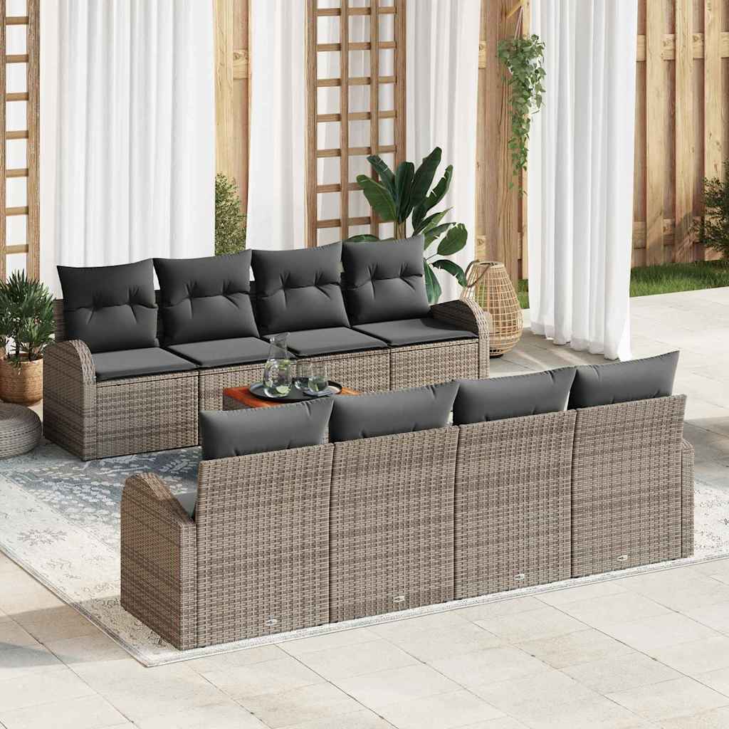 Garten-Sofa-Set 9 pcs Grau Poly Rattan