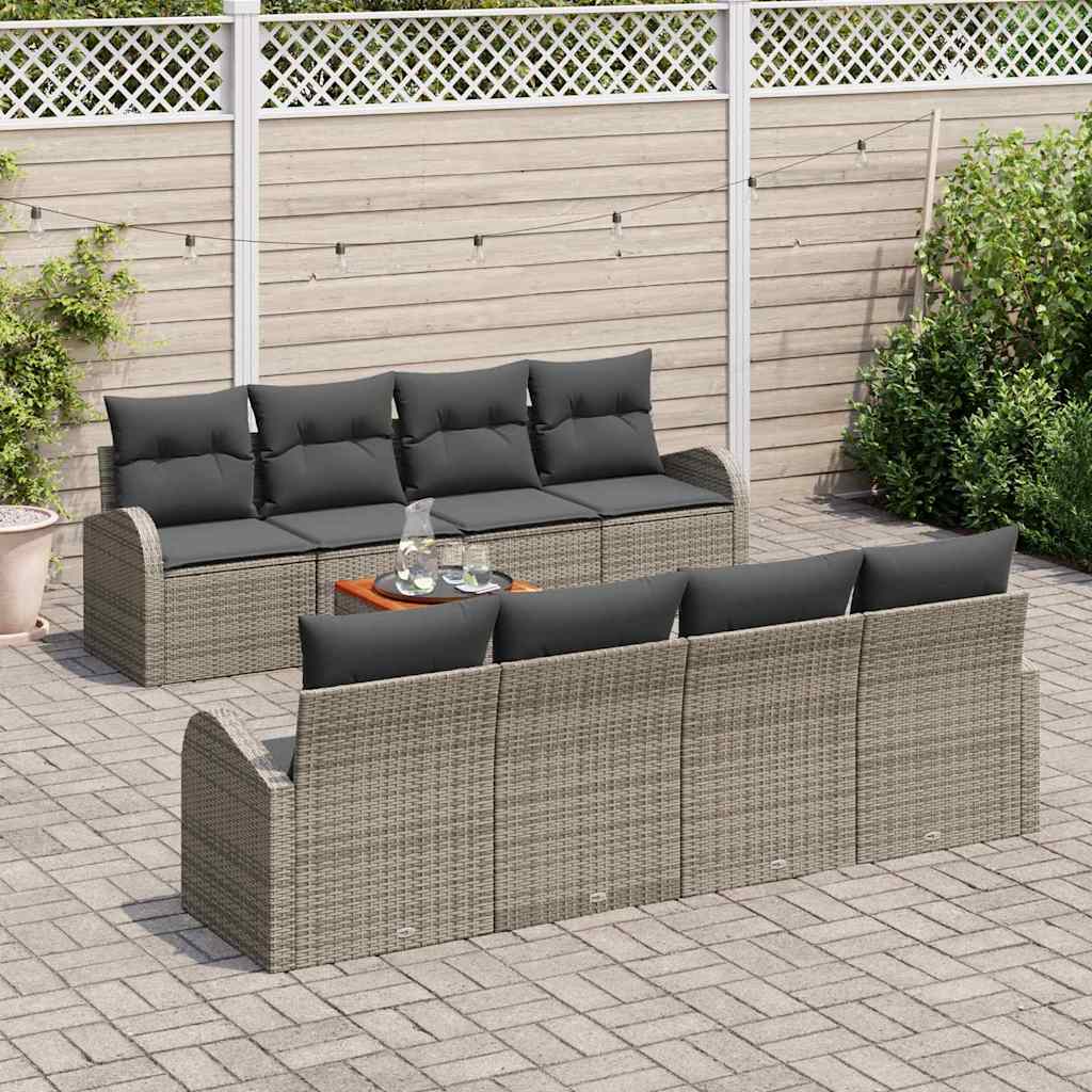 Garten-Sofa-Set 9 pcs Grau Poly Rattan
