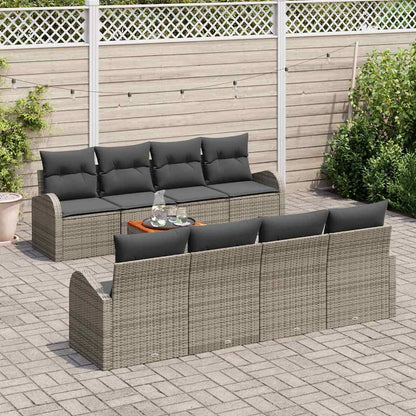 Garten-Sofa-Set 9 pcs Grau Poly Rattan