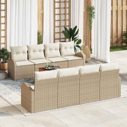 Garten-Sofa-Set 9 pcs Beige Poly Rattan