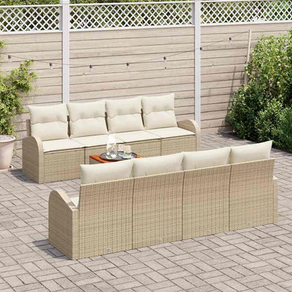 Garten-Sofa-Set 9 pcs Beige Poly Rattan
