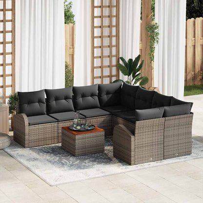 Garten-Sofa-Set 9 pcs Grau Poly Rattan
