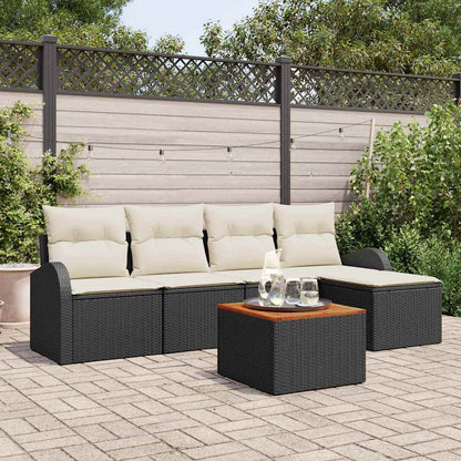 Garten-Sofa-Set 6 pcs Schwarz Poly Rattan