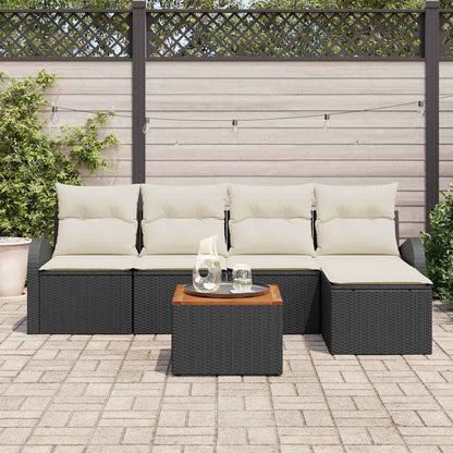 Garten-Sofa-Set 6 pcs Schwarz Poly Rattan