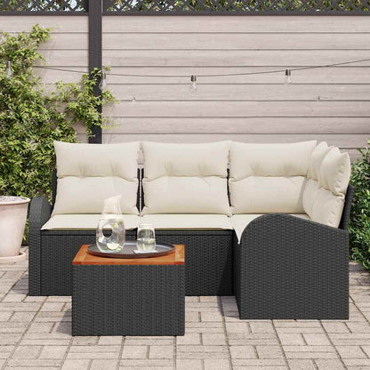 Garten-Sofa-Set 5 pcs Schwarz Poly Rattan