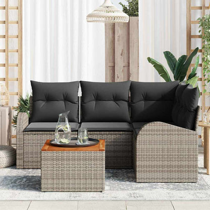Garten-Sofa-Set 5 pcs Grau Poly Rattan