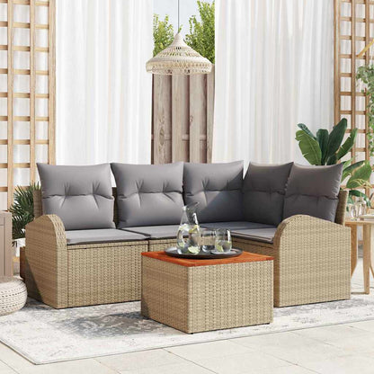 Garten-Sofa-Set 5 pcs Beige Poly Rattan