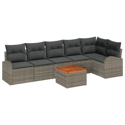 Garten-Sofa-Set 7 pcs Grau Poly Rattan