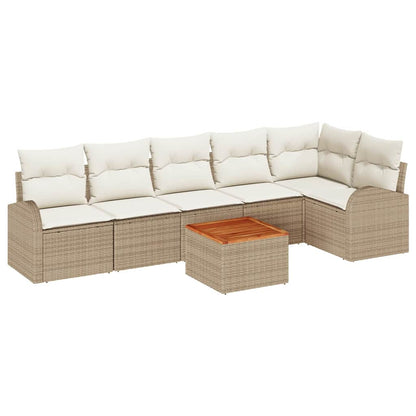 Garten-Sofa-Set 7 pcs Beige Poly Rattan