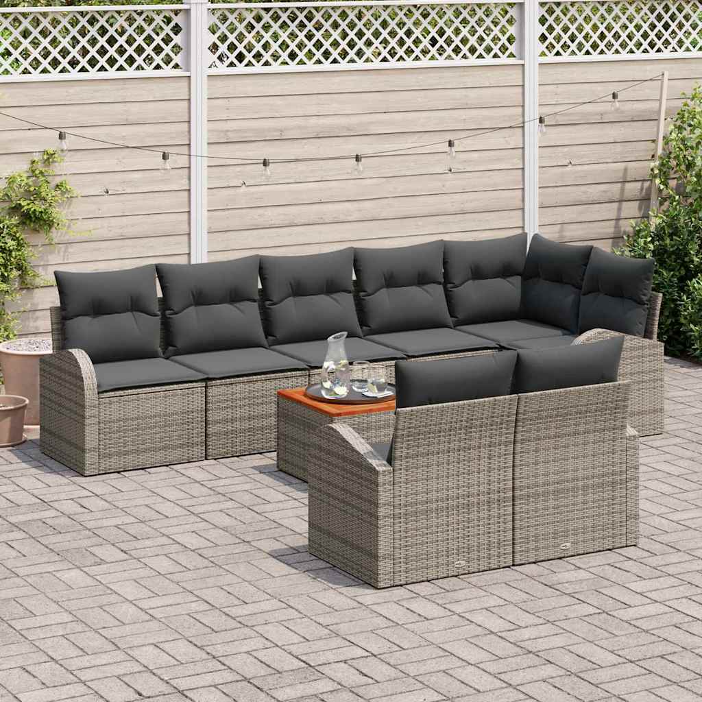 Garten-Sofa-Set 9 pcs Grau Poly Rattan