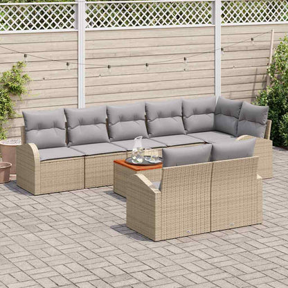 Garten-Sofa-Set 9 pcs Beige Poly Rattan