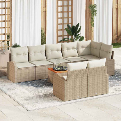 Garten-Sofa-Set 9 pcs Beige Poly Rattan