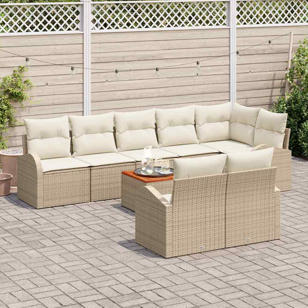 Garten-Sofa-Set 9 pcs Beige Poly Rattan
