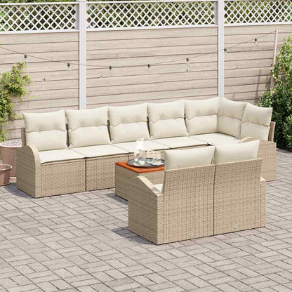 Garten-Sofa-Set 9 pcs Beige Poly Rattan