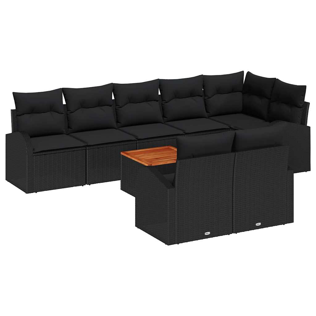 Garten-Sofa-Set 9 pcs Schwarz Poly Rattan