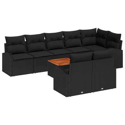 Garten-Sofa-Set 9 pcs Schwarz Poly Rattan