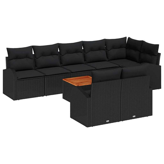Garten-Sofa-Set 9 pcs Schwarz Poly Rattan