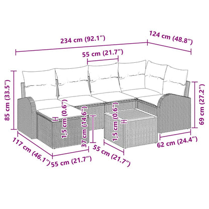Garten-Sofa-Set 7 pcs Schwarz Poly Rattan