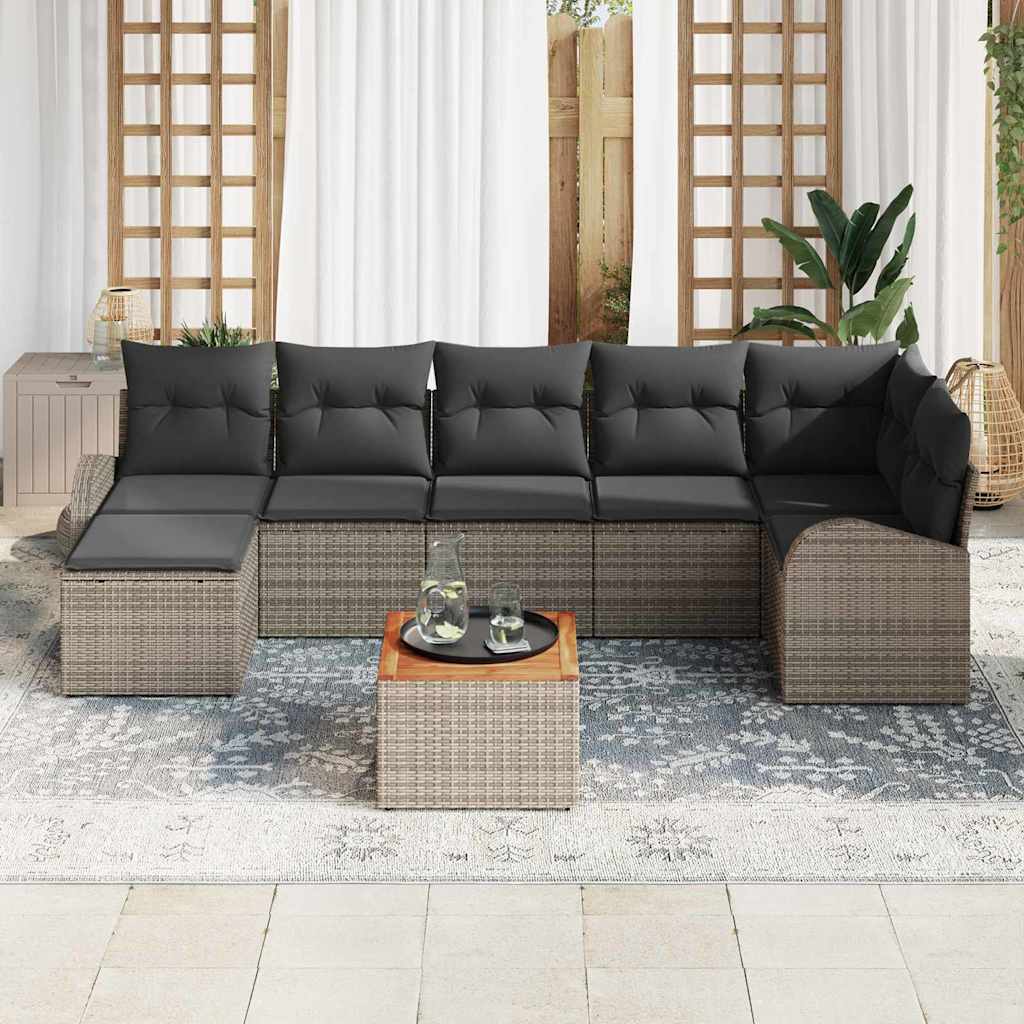 Garten-Sofa-Set 8 pcs Grau Poly Rattan