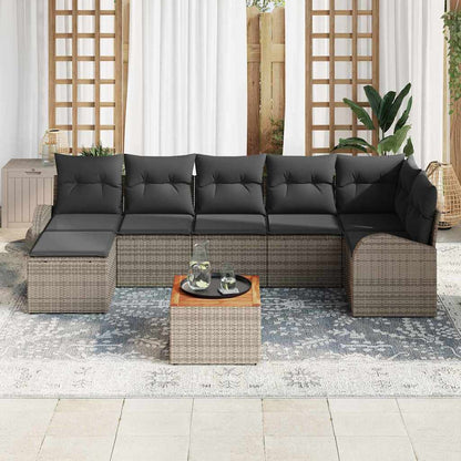 Garten-Sofa-Set 8 pcs Grau Poly Rattan