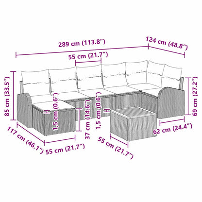 Garten-Sofa-Set 8 pcs Beige Poly Rattan