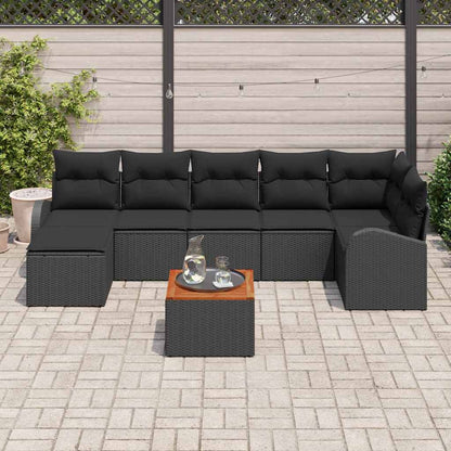 Garten-Sofa-Set 8 pcs Schwarz Poly Rattan