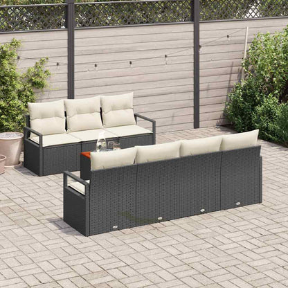 Garten-Sofa-Set mit Kissen 8 pcs Schwarz Poly Rattan