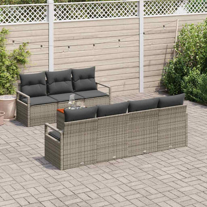 Garten-Sofa-Set mit Kissen 8 pcs Grau Poly Rattan