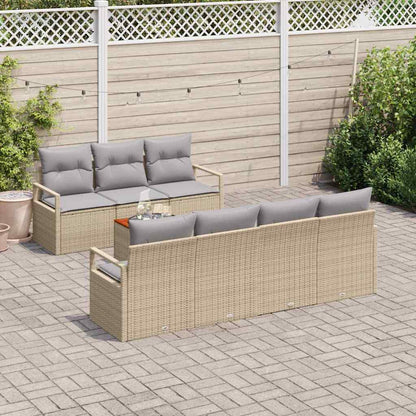 Garten-Sofa-Set mit Kissen 8 pcs Beige Poly Rattan